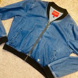 GUESS DENIM BOMBER CROP JACKET